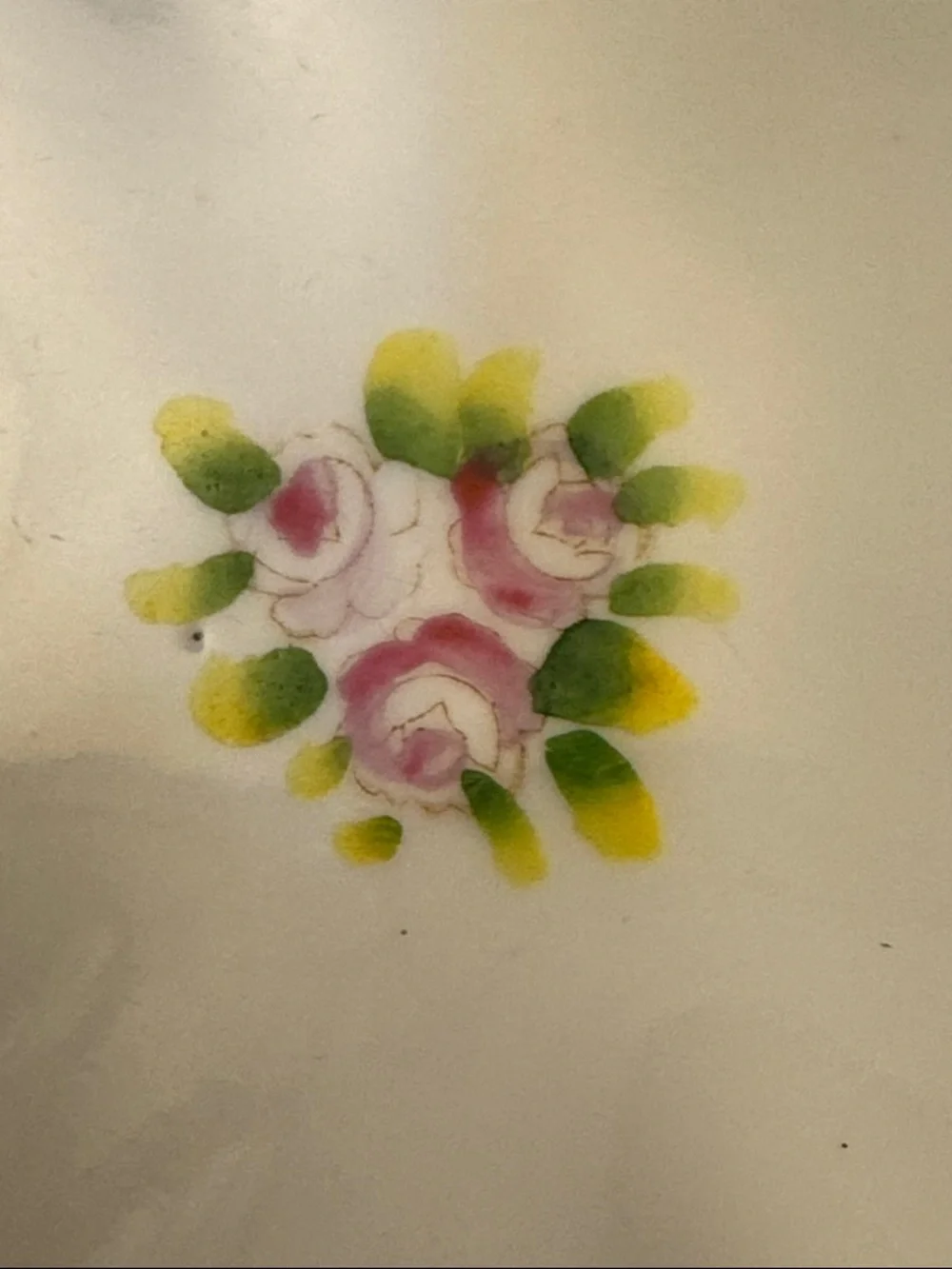 Vintage Nippon Porcelain Footed White Bowl with Pink, Green & gold-like accents
